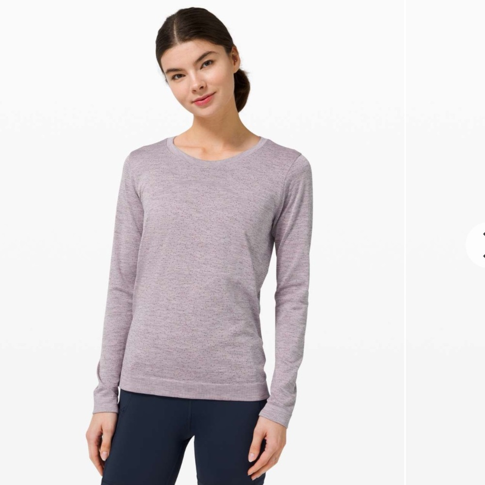Lululemon Swiftly Relaxed Long Sleeve - Dapple Dot Slate/Fuchsia Multi size 12